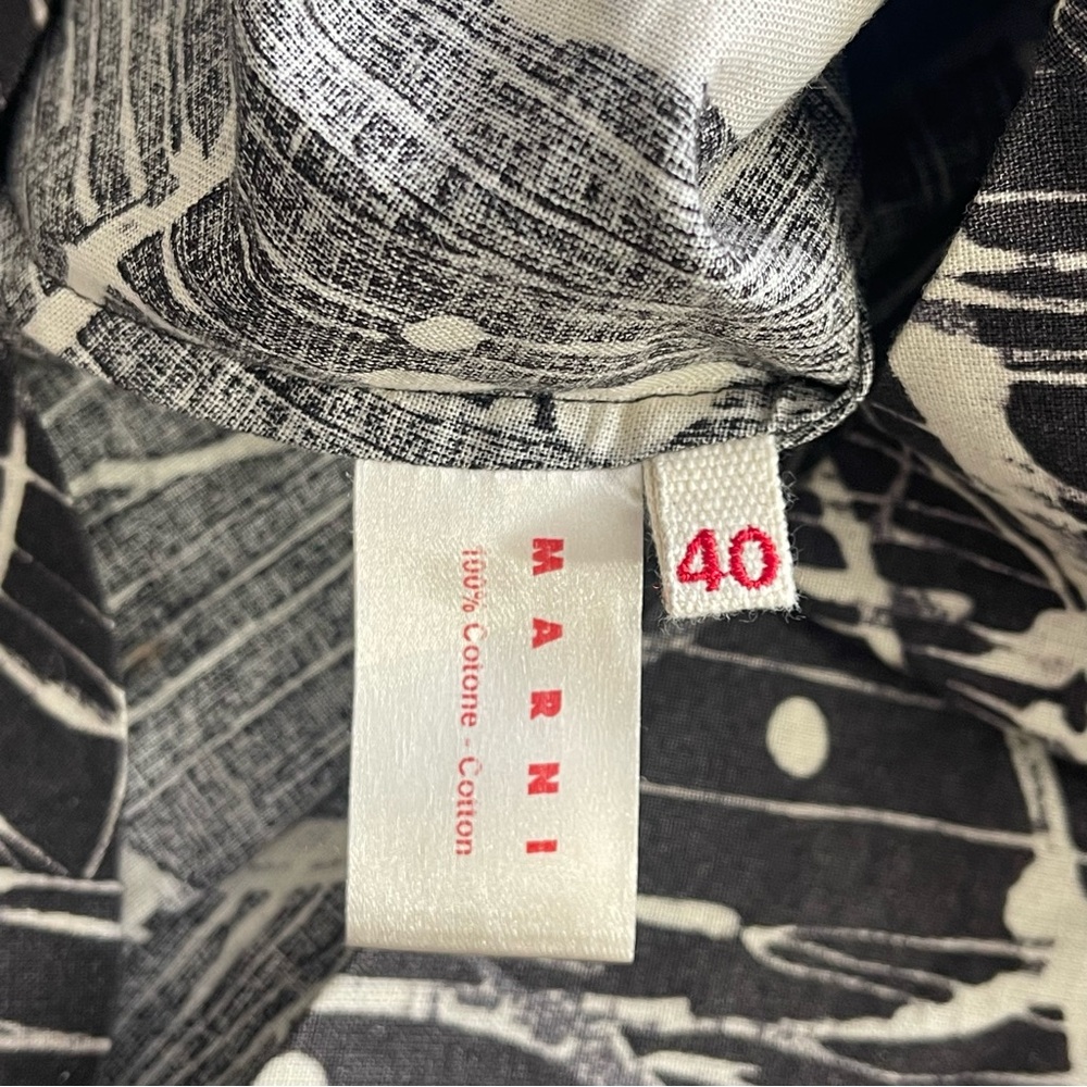 Marni Abstract Printed Pleated Black Cream A-Line Skirt Size IT 40 US 4 - Picture 11 of 12